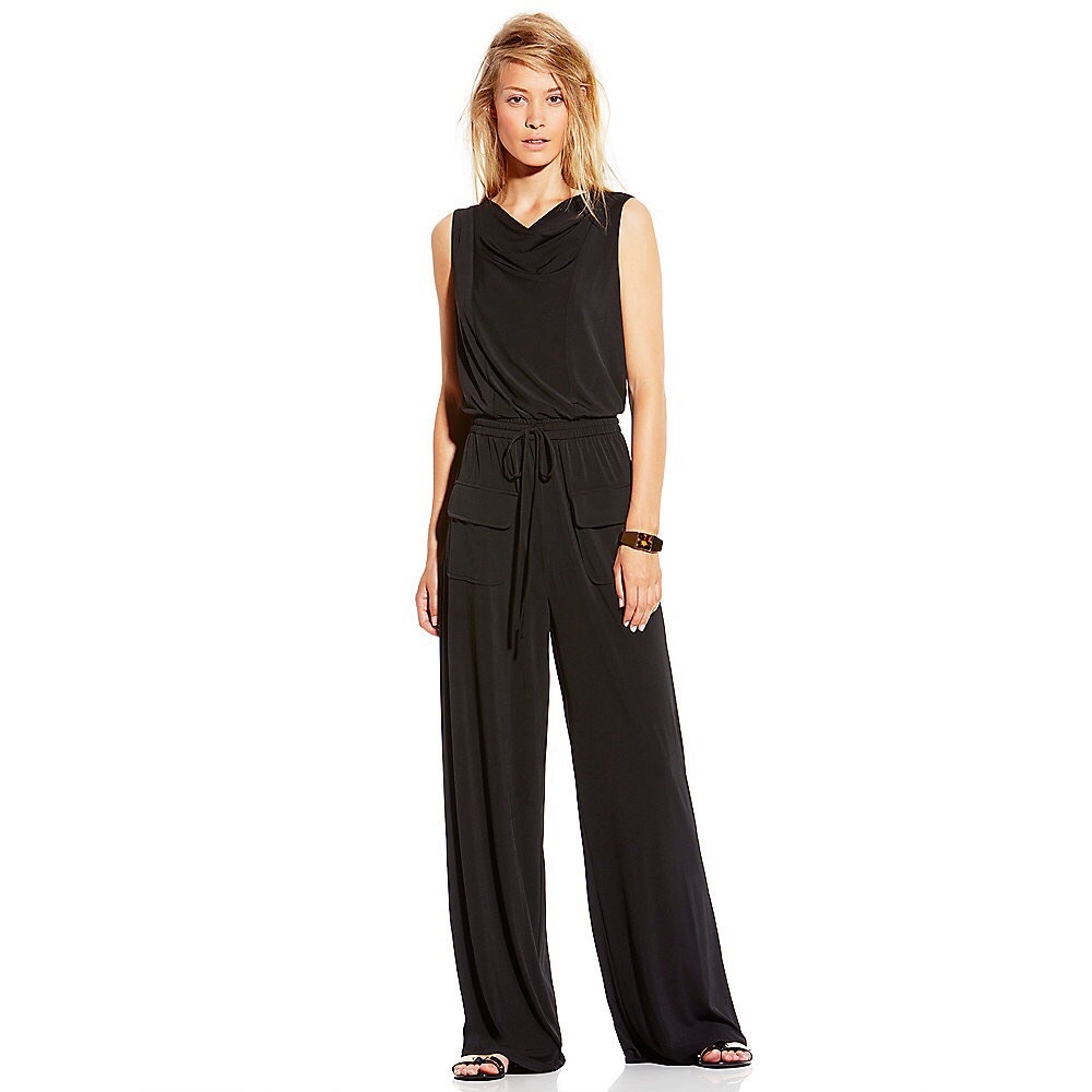 Vince Camuto - Black Flap Pocket Cowlneck Jumpsuit